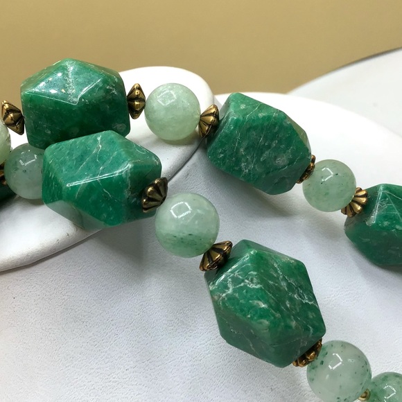 🌺RARE Vintage Amazonite & Aventurine Necklace - Picture 9 of 16